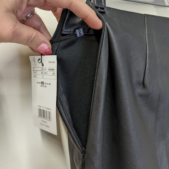 Ovs High Waist Black Faux Leather Ankle Pants with Front Seam 4 - Picture 12 of 12